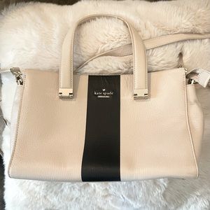 Kate Spade Striped Cream  & Black Medium Handbag